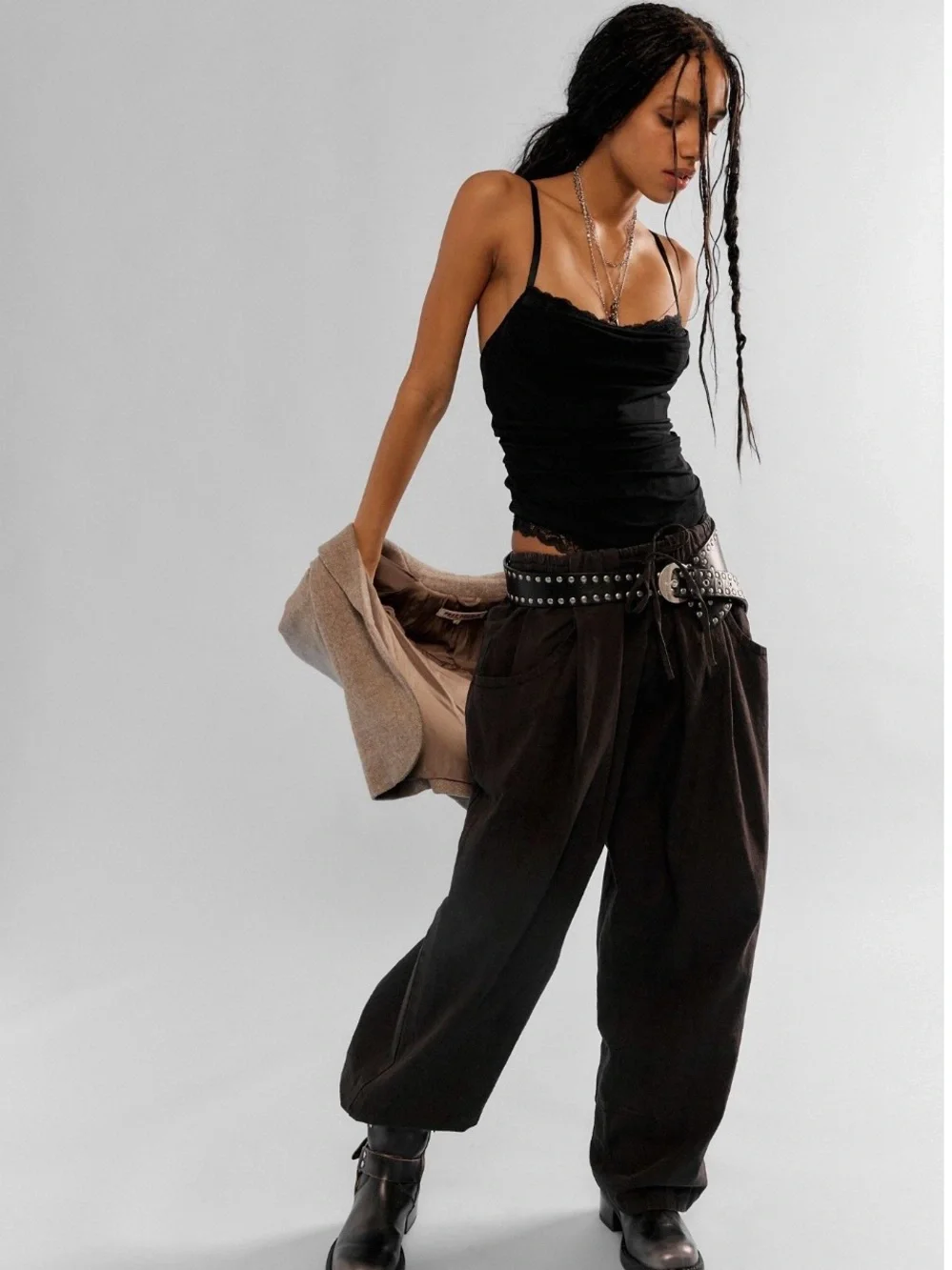 Free People Wide Leg Pants in Black